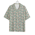 Laurel Green Bull Terrier Pattern Print Rayon Hawaiian Shirt