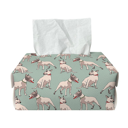 Laurel Green Bull Terrier Pattern Print Rectangle Tissue Box Cover