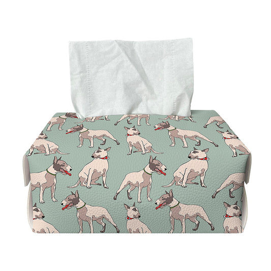Laurel Green Bull Terrier Pattern Print Rectangle Tissue Box Cover