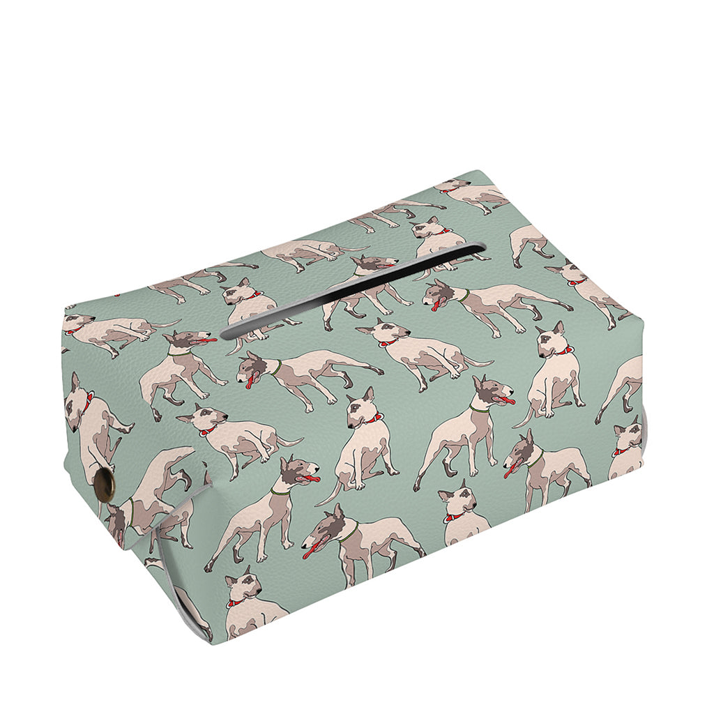 Laurel Green Bull Terrier Pattern Print Rectangle Tissue Box Cover