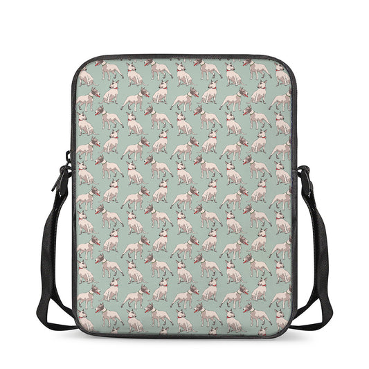 Laurel Green Bull Terrier Pattern Print Rectangular Crossbody Bag
