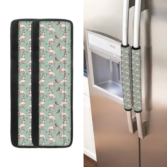 Laurel Green Bull Terrier Pattern Print Refrigerator Handle Covers