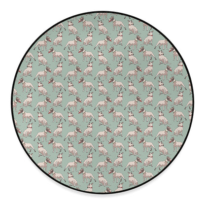 Laurel Green Bull Terrier Pattern Print Round Floor Mat