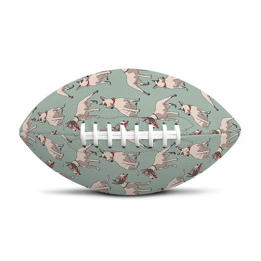 Laurel Green Bull Terrier Pattern Print Rugby Ball