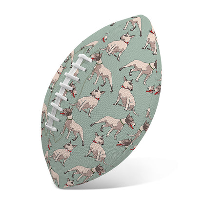 Laurel Green Bull Terrier Pattern Print Rugby Ball