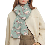 Laurel Green Bull Terrier Pattern Print Scarf