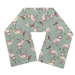 Laurel Green Bull Terrier Pattern Print Scarf