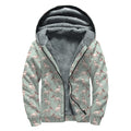 Laurel Green Bull Terrier Pattern Print Sherpa Lined Zip Up Hoodie