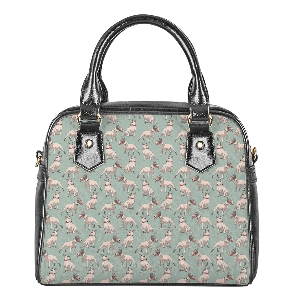 Laurel Green Bull Terrier Pattern Print Shoulder Handbag