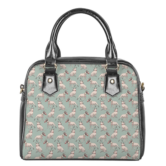 Laurel Green Bull Terrier Pattern Print Shoulder Handbag