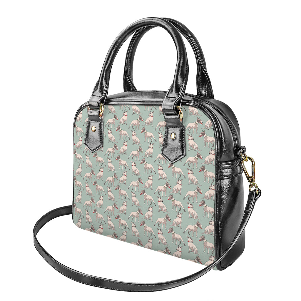 Laurel Green Bull Terrier Pattern Print Shoulder Handbag
