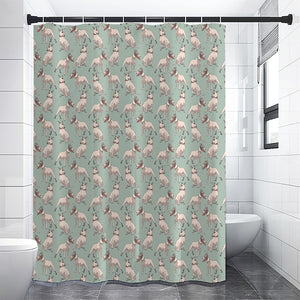 Laurel Green Bull Terrier Pattern Print Shower Curtain