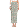 Laurel Green Bull Terrier Pattern Print Side Slit Maxi Skirt