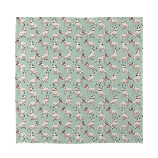 Laurel Green Bull Terrier Pattern Print Silk Bandana