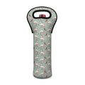 Laurel Green Bull Terrier Pattern Print Single Neoprene Wine Tote