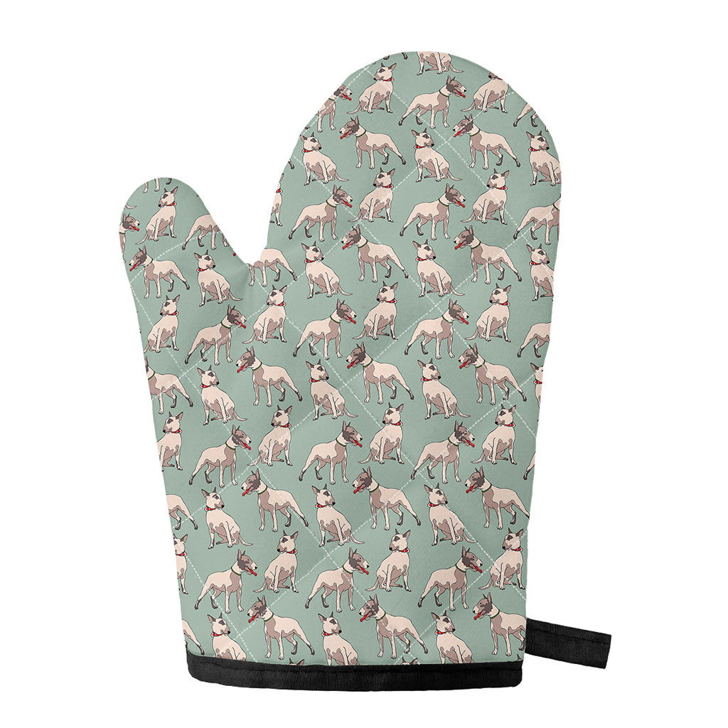 Laurel Green Bull Terrier Pattern Print Single Oven Mitt