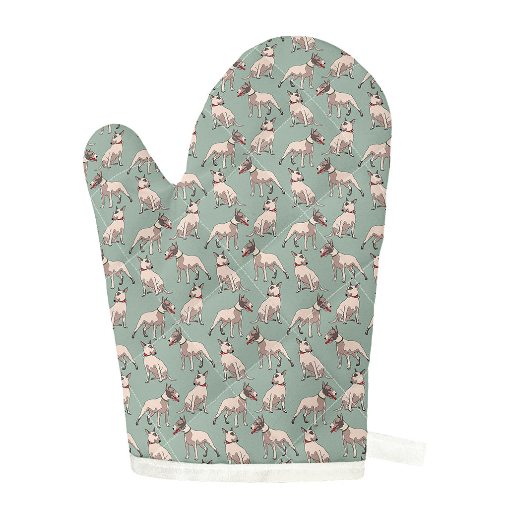 Laurel Green Bull Terrier Pattern Print Single Oven Mitt