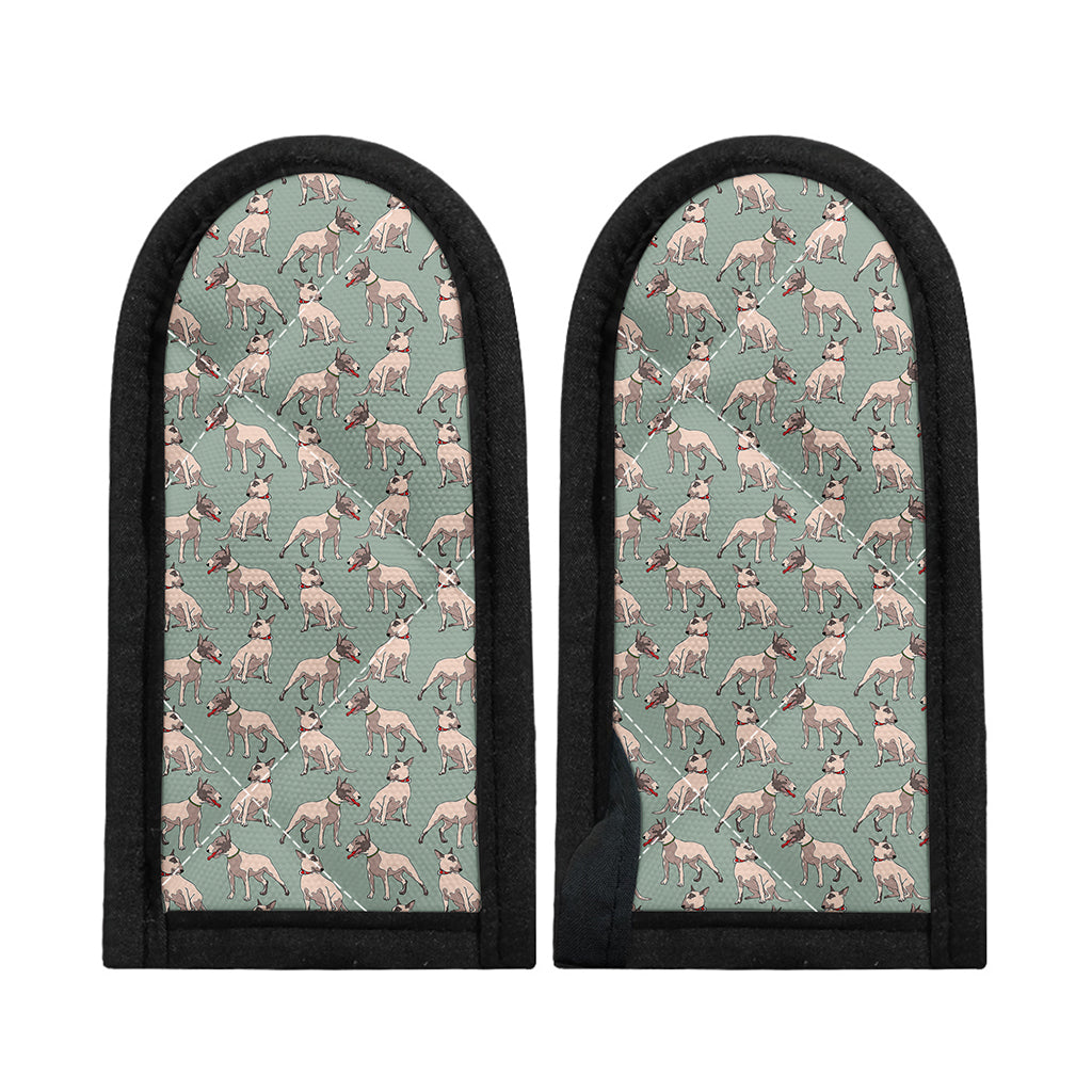 Laurel Green Bull Terrier Pattern Print Skillet Handle Cover