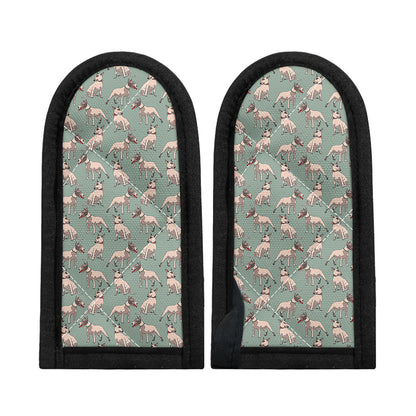 Laurel Green Bull Terrier Pattern Print Skillet Handle Cover