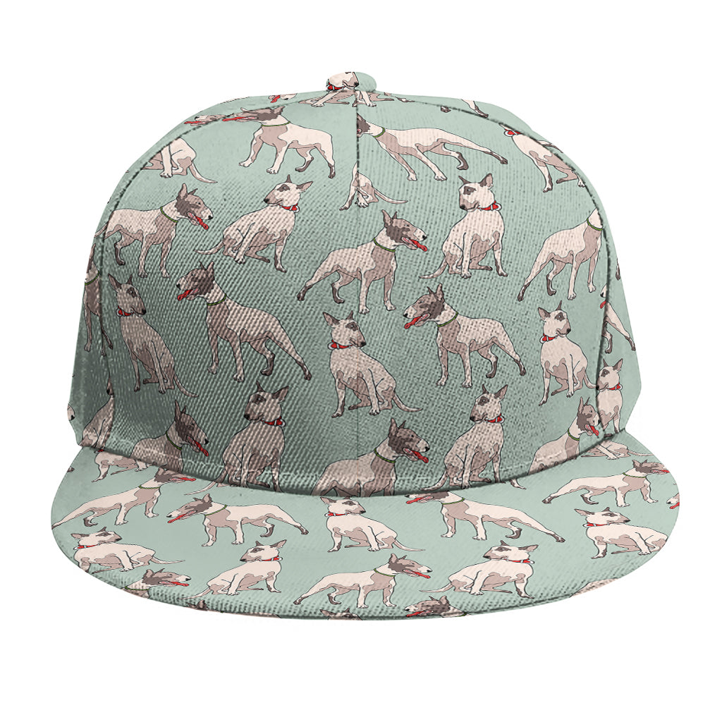 Laurel Green Bull Terrier Pattern Print Snapback Cap