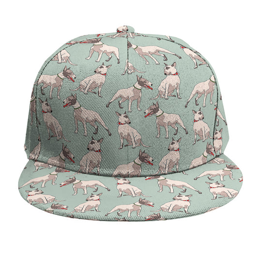 Laurel Green Bull Terrier Pattern Print Snapback Cap