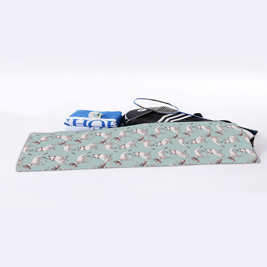 Laurel Green Bull Terrier Pattern Print Sports Towel