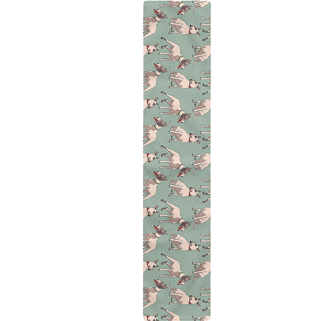 Laurel Green Bull Terrier Pattern Print Table Runner