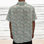 Laurel Green Bull Terrier Pattern Print Textured Short Sleeve Shirt