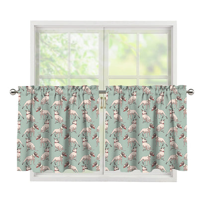Laurel Green Bull Terrier Pattern Print Tier Curtains