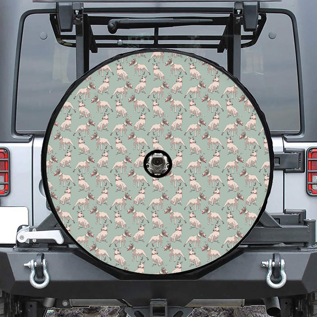 Laurel Green Bull Terrier Pattern Print Tire Cover With Camera Hole