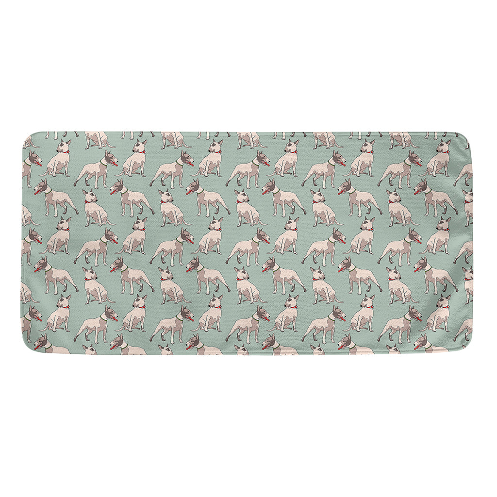 Laurel Green Bull Terrier Pattern Print Towel