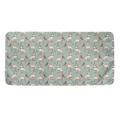 Laurel Green Bull Terrier Pattern Print Towel