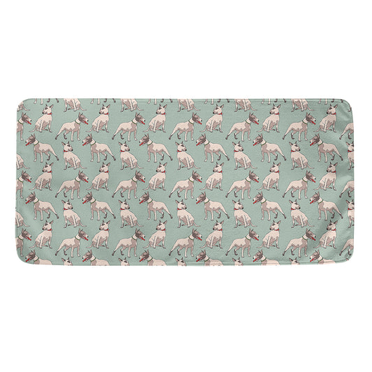 Laurel Green Bull Terrier Pattern Print Towel