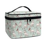 Laurel Green Bull Terrier Pattern Print Travel Makeup Bag