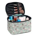 Laurel Green Bull Terrier Pattern Print Travel Makeup Bag