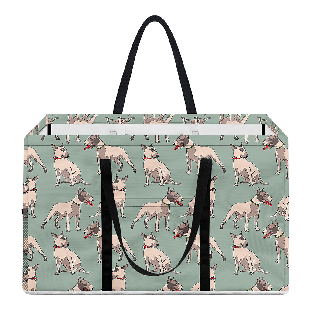 Laurel Green Bull Terrier Pattern Print Utility Tote Bag