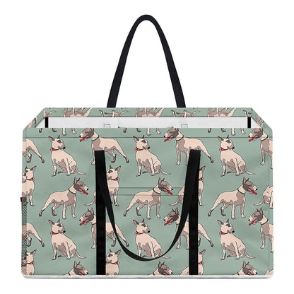 Laurel Green Bull Terrier Pattern Print Utility Tote Bag