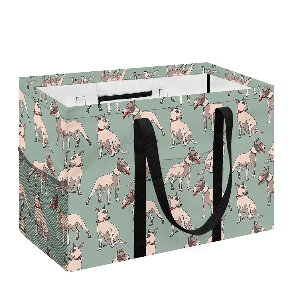 Laurel Green Bull Terrier Pattern Print Utility Tote Bag