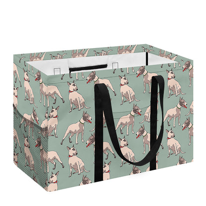 Laurel Green Bull Terrier Pattern Print Utility Tote Bag