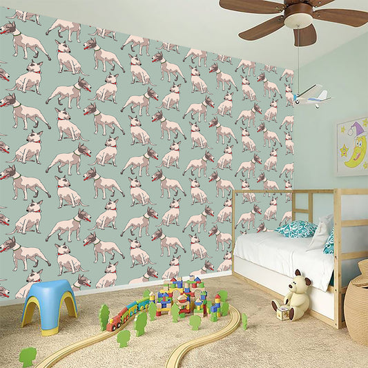 Laurel Green Bull Terrier Pattern Print Wall Sticker