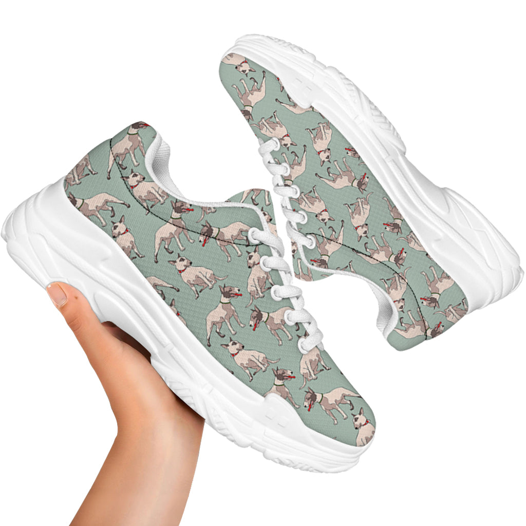 Laurel Green Bull Terrier Pattern Print White Chunky Shoes