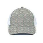 Laurel Green Bull Terrier Pattern Print White Mesh Trucker Cap