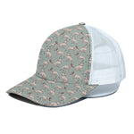 Laurel Green Bull Terrier Pattern Print White Mesh Trucker Cap