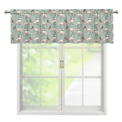 Laurel Green Bull Terrier Pattern Print Window Valance