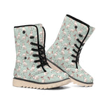 Laurel Green Bull Terrier Pattern Print Winter Boots
