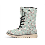 Laurel Green Bull Terrier Pattern Print Winter Boots