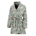 Laurel Green Bull Terrier Pattern Print Women's Bathrobe