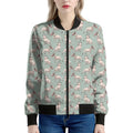 Laurel Green Bull Terrier Pattern Print Women's Bomber Jacket