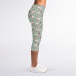 Laurel Green Bull Terrier Pattern Print Women's Capri Leggings