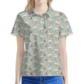 Laurel Green Bull Terrier Pattern Print Women's Polo Shirt